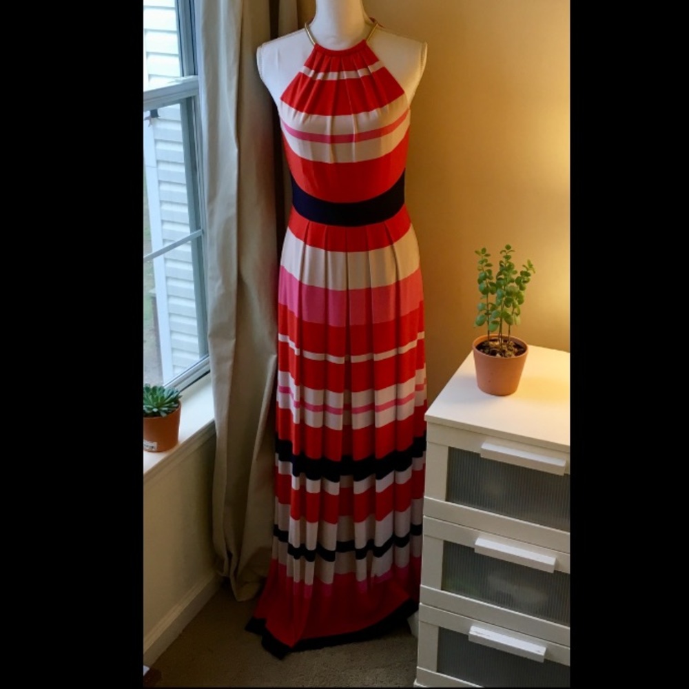 Eliza J Maxi Striped Halter Dress - Picture 2 of 8
